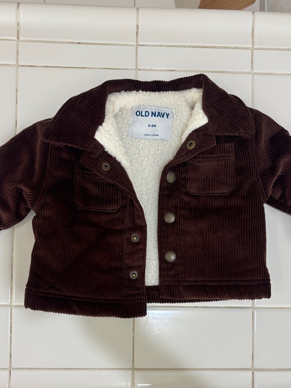 Old Navy Dark Brown Corduroy Sherpa-Lined Kids Jean Jacket